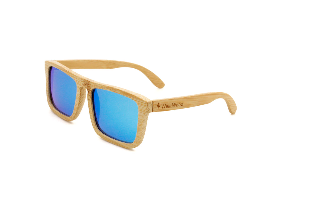 Bamboo Sunglasses Ice Blue Mirror Lenses UV400 | WearWood display picture 2