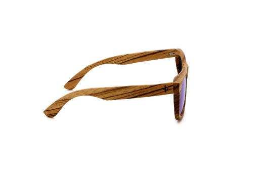 Zebra Wood Sunglasses Ice Blue Mirror Lenses UV400 | WearWood