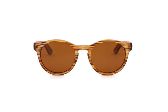 Rosewood Round Sunglasses – Polarized UV400 Wooden Frames  display picture 3