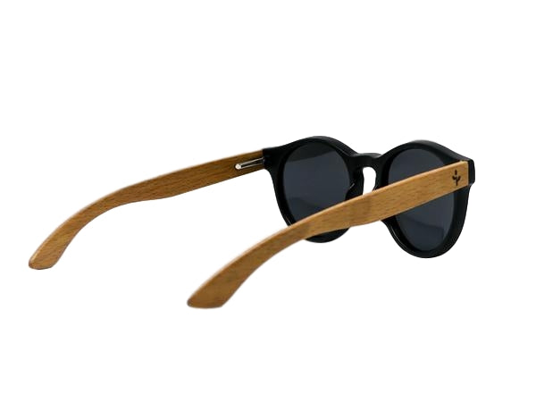 Black Beach Wood Rounds Sunglasses