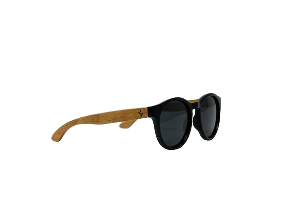 Black Beach Wood Rounds Sunglasses