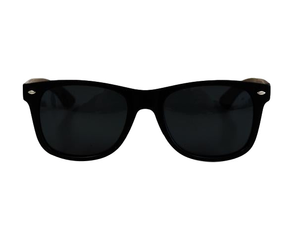 Walnut wood classic style sunglasses with Black polarized lenses