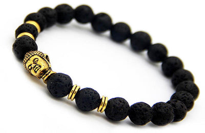 Black Lava Stone Buddha Bracelet - WearWood - 1