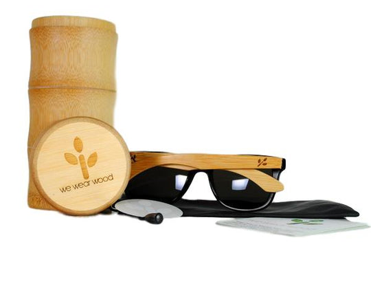 Classic Black Bamboo Sunglasses - With Case – WearWood display picture 2