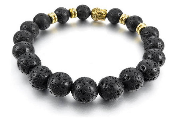 Black Lava Stone Buddha Bracelet - WearWood - 3